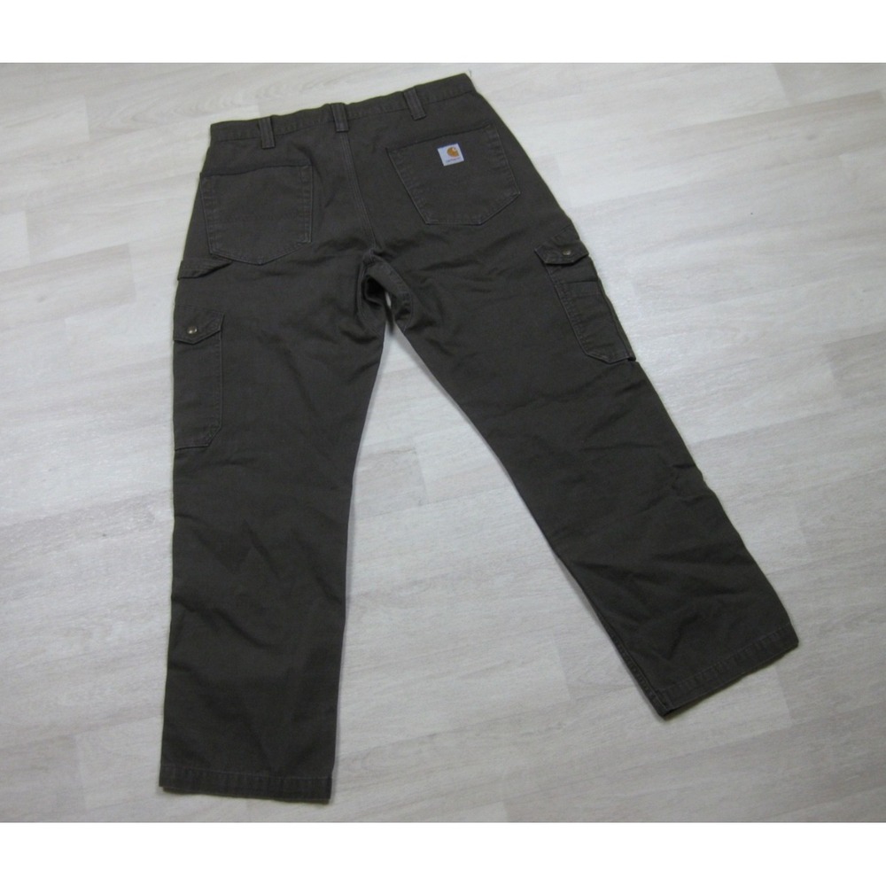 Carhartt Ripstop Cargo Work Pants Men's (33x29) Loose Fit Brown Double Knee - Picture 11 of 14